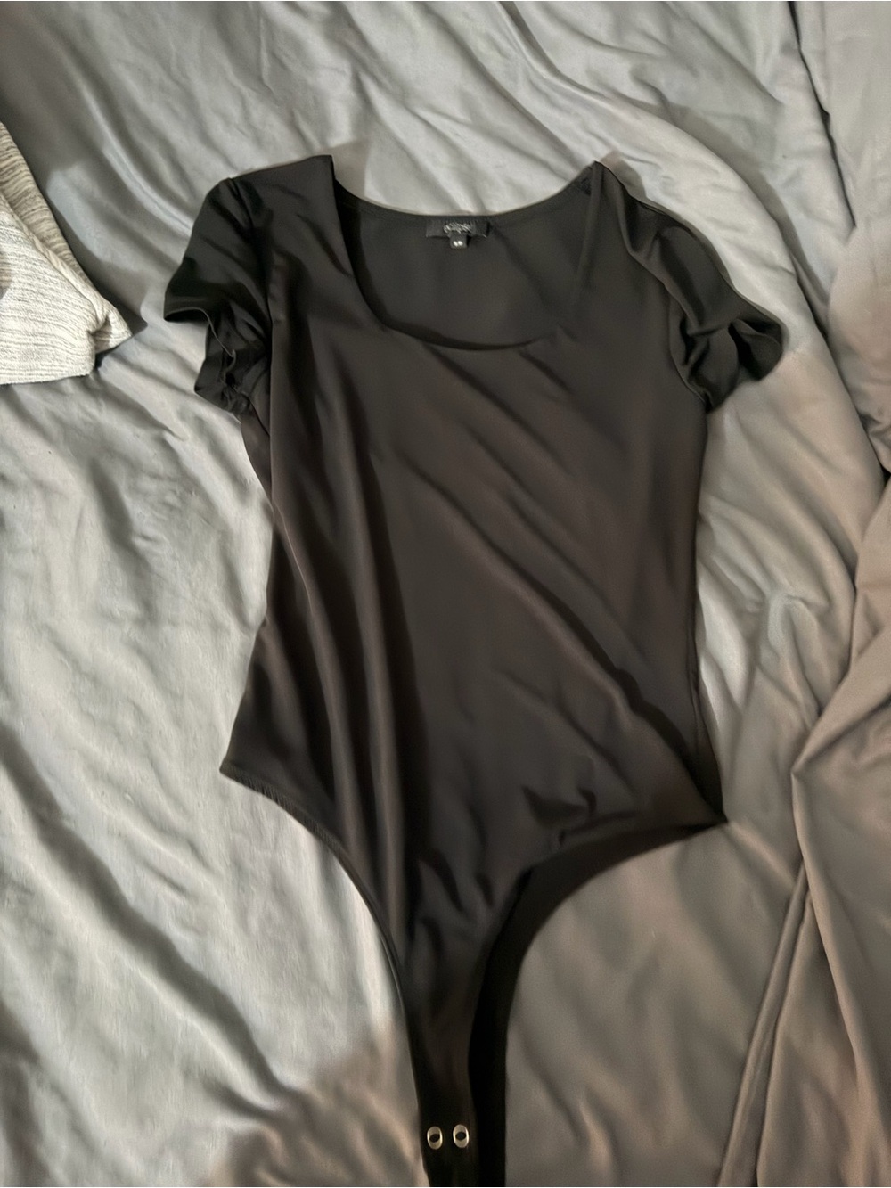 Black Short-Sleeve  One-Piece Bodysuit